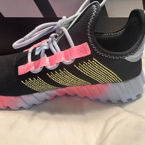Adidas Kids Sneakers in Black, Pink, and Lime sz 4 - Picture 3 of 5
